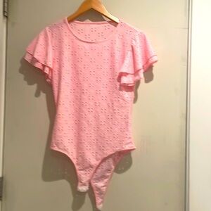Pink Eyelet Bodysuit (M)